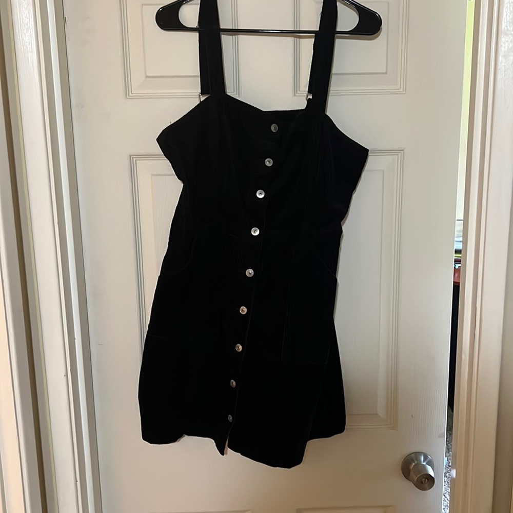 H&M button up corduroy black dress